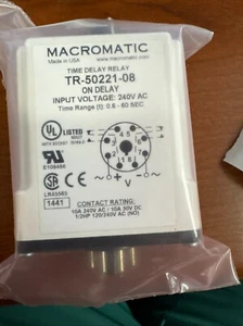 MACROMATIC TR-50221-08 Time Delay Relay, 240V AC,10A, 30V DC 0.6 sec - 60sec. - Picture 1 of 4