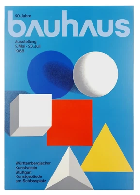 50 Jahre Bauhaus Original 1968 Stuttgart Austellung Plakat Grafik Siebdruck 60er - Bild 1 von 4