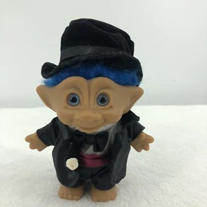 "Sombrero de copa de esmoquin de novio vintage TROLL 5"" pelo azul ojos azules ACE novedad China" - Imagen 1 de 9