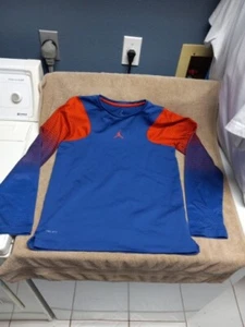 Jordan DRI-FIT Red & Blue Long Sleeve Athletic Shirt Jumpman Boys Size Large - Picture 1 of 7