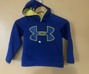Under Amour Loose Boy's Size XSmall Sweatshirt Blue Yellow Hooded Long Sleeve - Picture 1 of 12