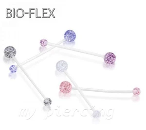 14G Flexible PTFE Barbell Glitter UV Ball Pregnancy Belly Button Ring 1-1/2" - Picture 1 of 6