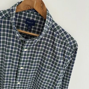 GANT Flannel Shirt Size L Large Mens Green Check Tech Prep Cotton Long Sleeve - Picture 1 of 10