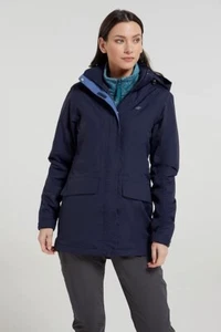 Mountain Warehouse Glacial Womens Long Waterproof Jacket Navy 14 Hooded Coat - Picture 1 of 5