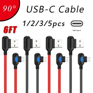90° Degree Right Angle USB-C Cable Type-C 2M Fast Charger For Samsung S24 S23+ - Picture 1 of 15
