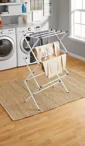 Expandable Steel Laundry Drying Rack, White - Picture 1 of 6