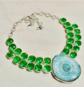 Stunning Solar Quartz Peridot Handmade Big Necklace Jewelry 102 Gms - Picture 1 of 2