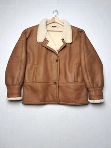 Giacca Shearling Green Apple da Donna - Pelle Montone Vintage Taglia 44 Marrone - Foto 1 di 13