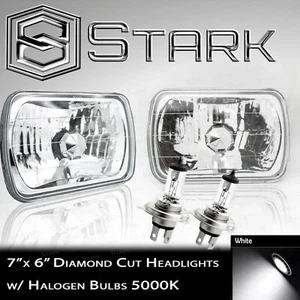 H6054 H6052 H6014 Head Light Glass Diamond Housing Lamp Conversion Chrome 7x6 - Picture 1 of 2