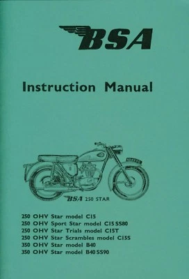 BSA C15 B40 Manual C15SS C15T C15S Trial Scrambles Instruction Book 1964-65 - Image 1 of 4