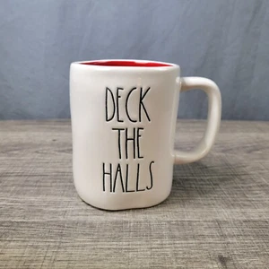 Rae Dunn Artisan Collection Farmhouse White Red Deck the Halls Christmas Mug - Picture 1 of 6