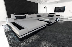 Design Sofa Luxus Wohnlandschaft MEZZO U Form LED Ottomane Ecksofa Couch Modern