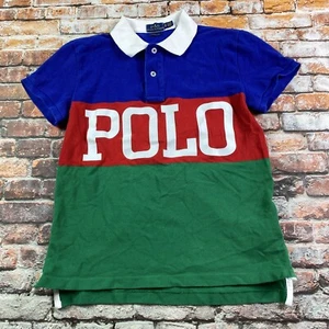 Ralph Lauren Poloshirt XS Blau Rot Grün Spell Out Preppy Freizeit Damen - Bild 1 von 9