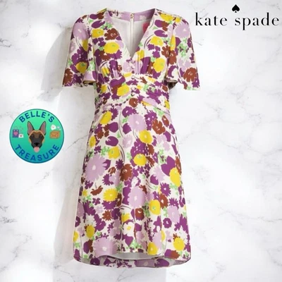 Vestido babydoll manga acampanada línea A plisado floral Kate Spade para mujer 4 Foto 1 de 4