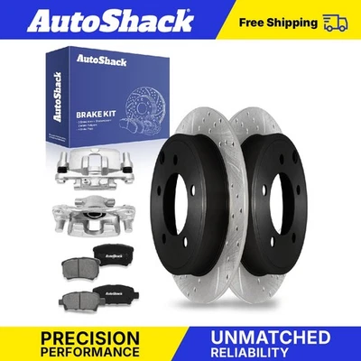 Rear Drilled Slotted Brake Rotors Premium Ceramic Pads Calipers for Jeep Patriot - Image 1 of 4