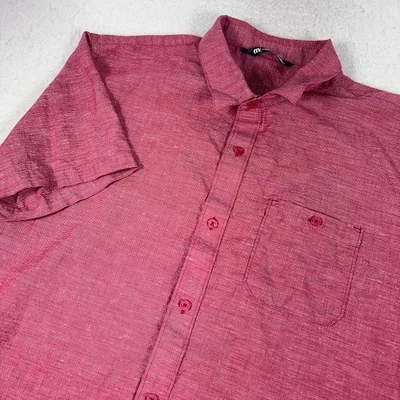 Camisa Travis Mathew manga corta abotonada para hombre XL roja jaspeada bolsillo de golf Foto 1 de 4
