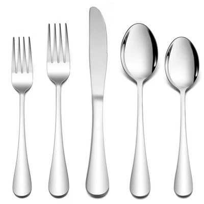 Heavy Duty Silverware Set for 8, 40-Piece Stainless Steel Flatware Cutlery Se... - Image 1 of 4