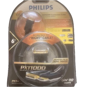 Philips PXT1196 24K Gold HDMI/DVI Conversion Cable 6 ft PXT1000 High Performance - Picture 1 of 2