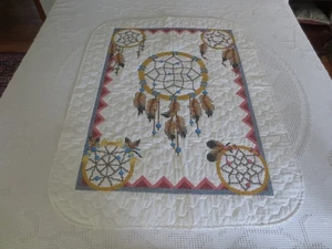 Handmade SOUTHWEST DREAM CATCHERS Cross Stitch CRIB QUILT or COVER - 33" x 43.5" - Picture 1 of 5