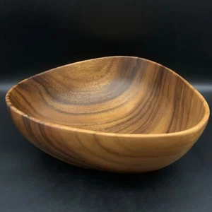 Pacific Merchants Trading Hardwood Acaciaware Rounded Triangle Bowl 10”x 10” x4” - Picture 1 of 14