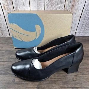 Clarks Unstructured Damson Step Black Leather Pump Women's Sz 9.5 M (Worn Once) - Picture 1 of 11
