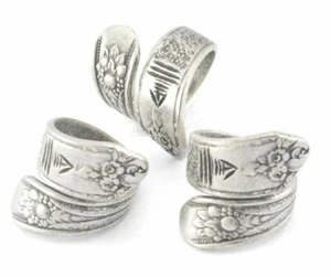 Spoon Wrap Ring Flower Patterned Adjustable Antique silver plated Brass 7US 4071 - Picture 1 of 2