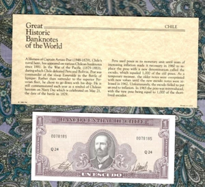 Tolle historische Banknoten Chile 1964 1 Escudo P 136 UNC Serie Q - Bild 1 von 3