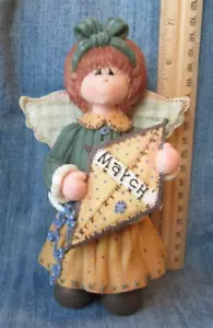 MARCH ANGEL WOMAN HOLDING KITE 7" FIGURINE Country Folk Art BX - Picture 1 of 4