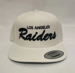 Los Angeles LA Raiders Skript klassische Druckknopflasche Kappe Mütze verstellbar weiß - Bild 1 von 4