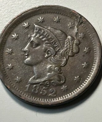 Jido “Jack”s 1852 double cracked die error almost uncirculated large 1c Story p5 - Image 1 of 4