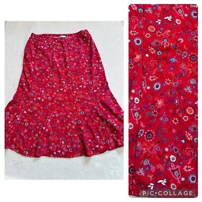 Falda Midi Acampanada 12 Roja Micro Floral Cottagecore Country Vaquera Boho Campesina Foto 1 de 4