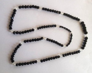 Necklace 24" continuous graduated 6-3.5mm Vintage Black faceted Clear Round Bead
