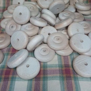 Juego de 12 ruedas de madera de arce sin terminar de 1 1/3" - Imagen 1 de 2