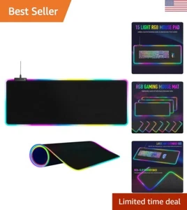 Large RGB Gaming Mouse Pad - 15 Light Modes, Non-Slip Rubber Base, 31.5x11.8 in - Picture 1 of 10