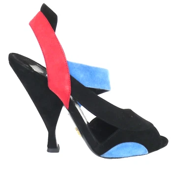 Prada Shoes Heels Sandals Suede Colourblock Blac Blue Red Strappy UK 5.5 SS 2014 - Image 1 of 4