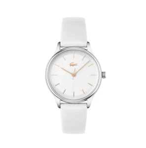 LACOSTE 2001208 CLUB WHITE DIAL WHITE LEATHER STRAP WOMEN'S WATCH - Picture 1 of 3