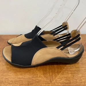 Arche Slingback Sandal Womens 9 Beige Black Nubuck French Leather Comfort Shoes - Picture 1 of 14