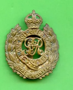 Royal Engineers WW1 George V Brass Cap Badge - Foto 1 di 2
