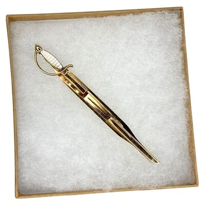 Sword Tie Bar vintage Swank Cravat Holder Mid Century Men's Suit Accessory - Image 1 of 4