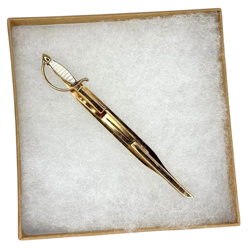 Sword Tie Bar vintage Swank Cravat Holder Mid Century Men's Suit Accessory - Image 1 of 4
