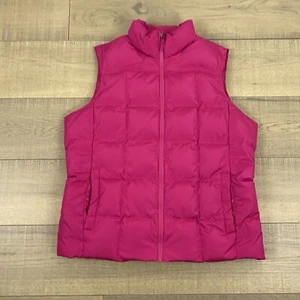 Lands' End Vest Womens Size 18 Hot Pink Puffer Down Fill Full Zip Preppy Spring - Picture 1 of 13