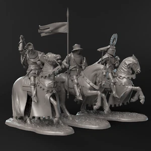 Charge of Medieval Cavalry Knights Kit Unassembled UNPAINTED Resin 1:24 75mm - Picture 1 of 4