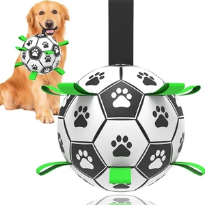 Dog Soccer Ball Puppy Toy Soccer Ball with Strap Interactive Dog Toys with Strap - Picture 1 of 7