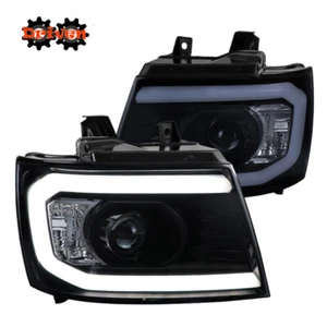 For 07-13 Avalanche Tahoe Suburban Smoked Projector Headlights W/LED C Strip DRL - Picture 1 of 4