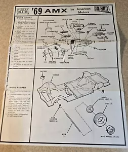 Vintage Jo-Han '69 AMX Instruction Sheet For 1/25 Scale Model Kit - Picture 1 of 1