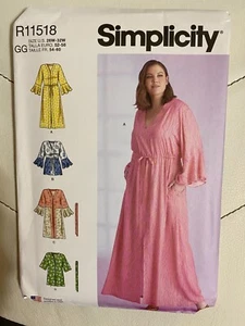 Simplicity R11518 Caftan Wrap Cover-Up 3 Lengths Bell Sleeve Miss 26W-32W UNCUT - Picture 1 of 2