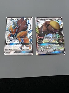 Tauros GX 144/149 & Gunshoos 110/149 Sun & Moon Ultra Rare Holo Pokémon T1856 - Picture 1 of 14