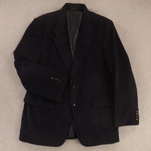 Manhattan Jacket L Blue 100% Cotton Corduroy Heavy Patch Pockets Blazer 44R - Picture 1 of 16