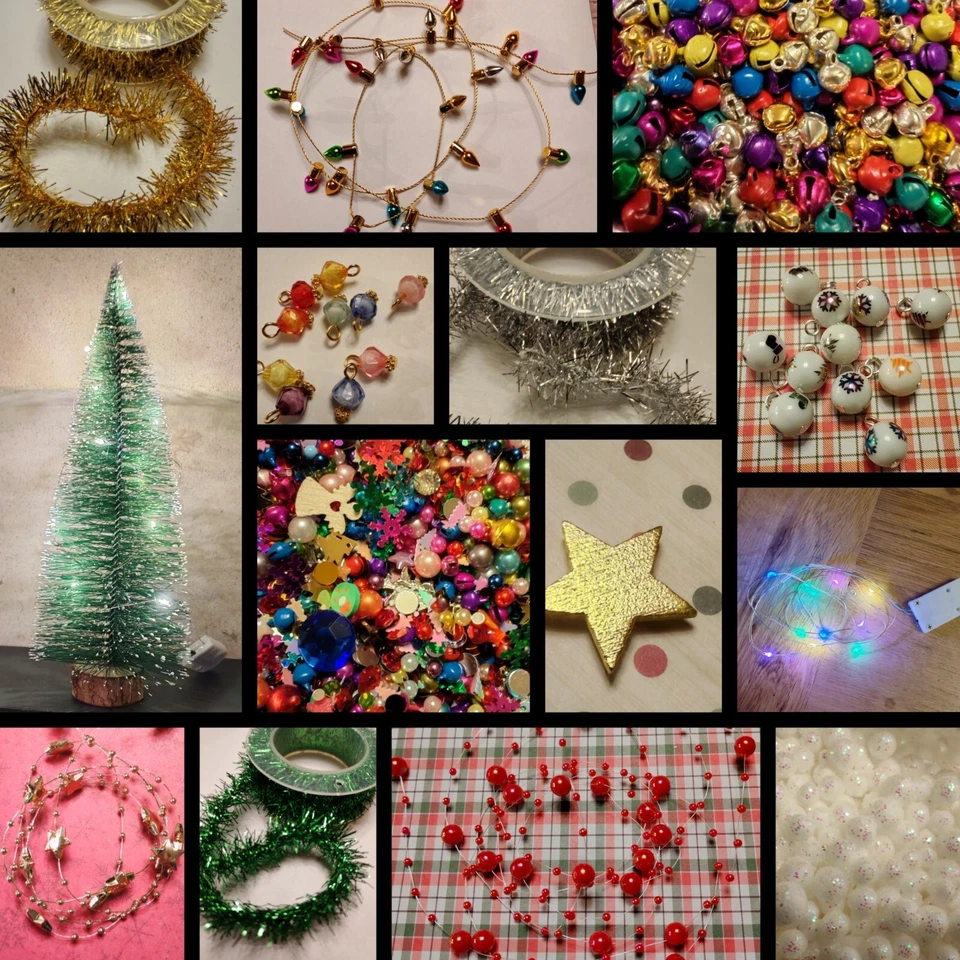 Miniature Christmas Tree decorations tinsel lights 1:12th Scale dolls house - Image 1 of 1