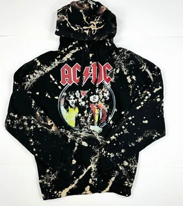 AC/DC Hoodie Black Pullover Graphic Sweatshirt Sz L Splatter Print - Picture 1 of 10